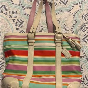 Striped Coach purse